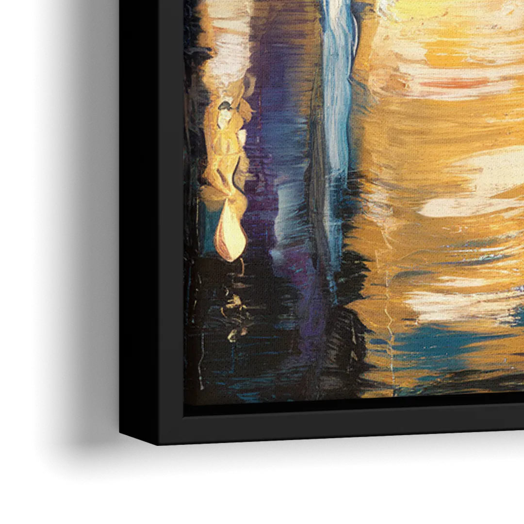 Grand Rapids Nighttime Skyline Glow - Close-Up Black Frame Canvas