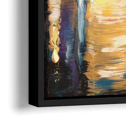 Grand Rapids Nighttime Skyline Glow - Close-Up Black Frame Canvas