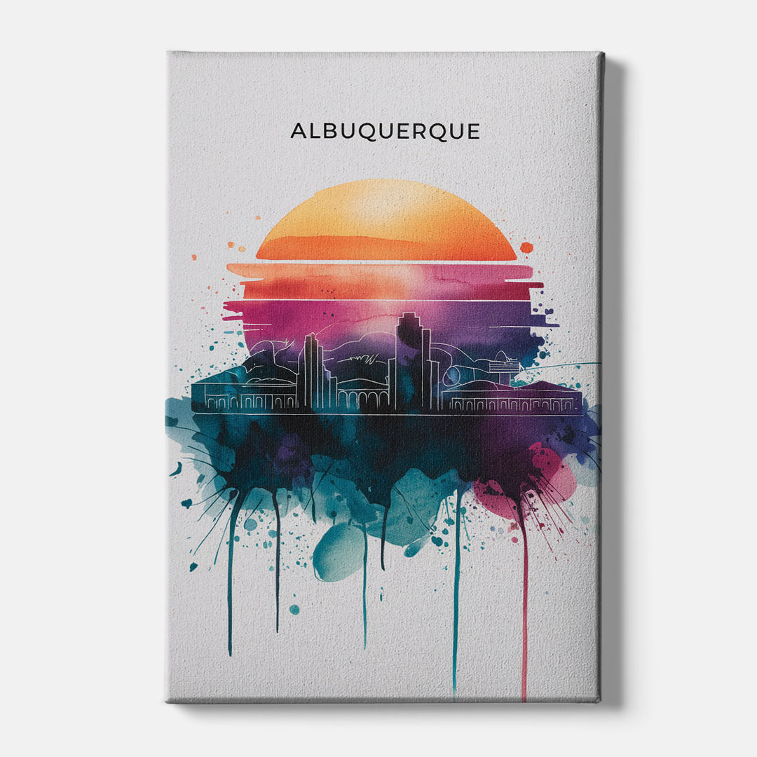 Albuquerque Skyline Sunset - Canvas Wall Art