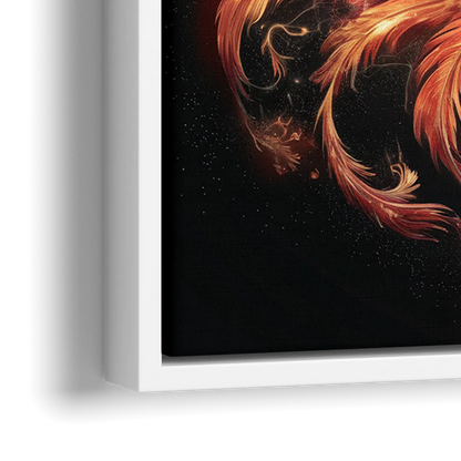 Phoenix Bird in Flight - Close-Up White Frame Canvas