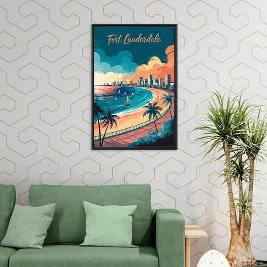 Fort Lauderdale Oceanfront Views - Living Room Black Frame Canvas