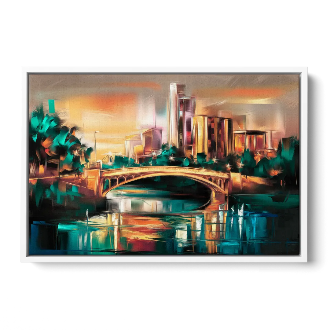 Austin Lamar Boulevard Magic - White Frame Canvas