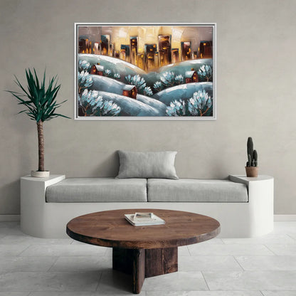 Fort Wayne Winter Wonderland - Living Room White Frame Canvas