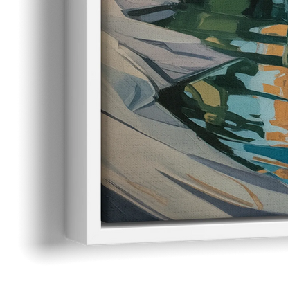 Lake Ontario Reflections - Close-Up White Frame Canvas
