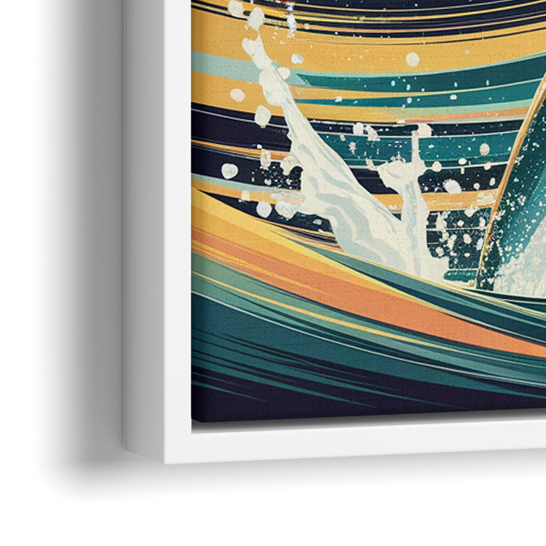 Virginia Beach Dolphins in Motion - Close-Up White Frame Canvas
