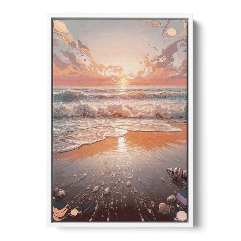 Dunedin Coastal Sunrise - White Frame Canvas