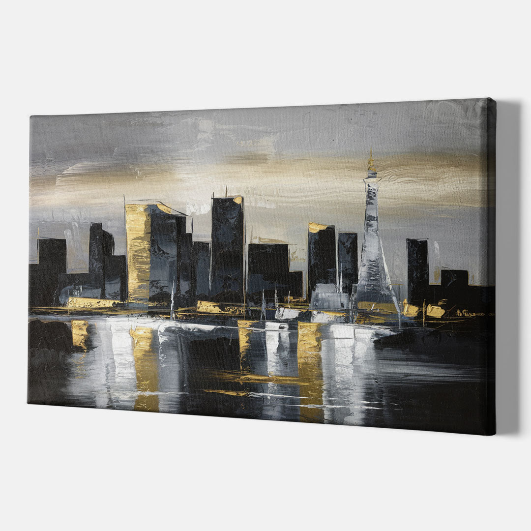 Las Vegas Black And White Skyline - Canvas Wall Art Indoor