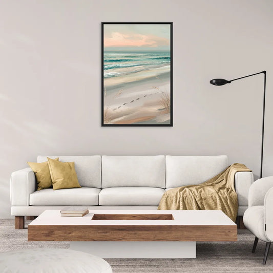 Virginia Beach Sand and Surf - Living Room Black Frame Canvas