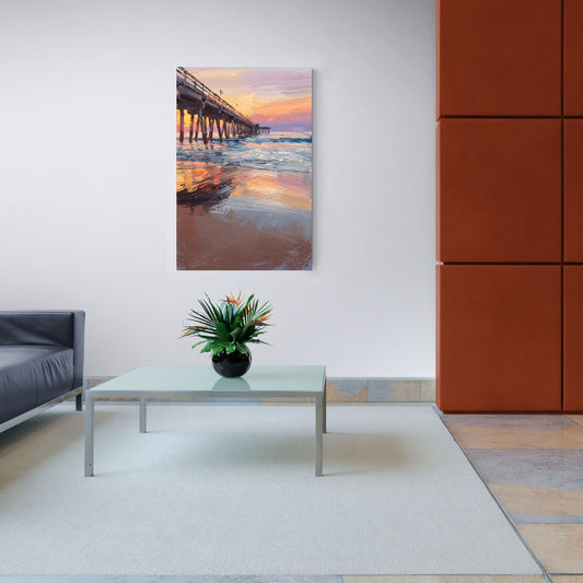 Virginia Beach Pier at Sunset - Canvas Wall Art Living Room