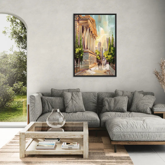 Greensboro Historic Architecture - Living Room Black Frame Canvas