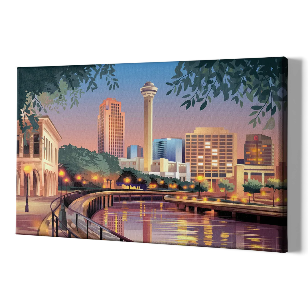 San Antonio Downtown Vibes - Canvas Print Art Sides