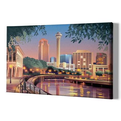 San Antonio Downtown Vibes - Canvas Print Art Sides