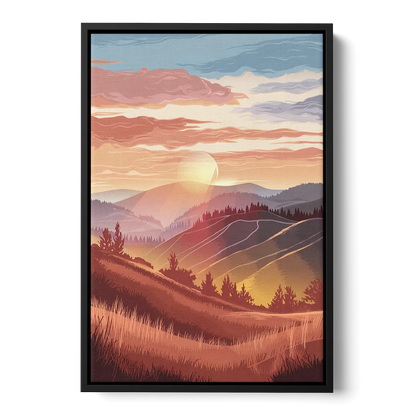 Ashland Sunrise Over Hills - Black Frame Canvas