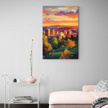 Eugene Skyline at Sunset - Canvas Wall Art Living Room