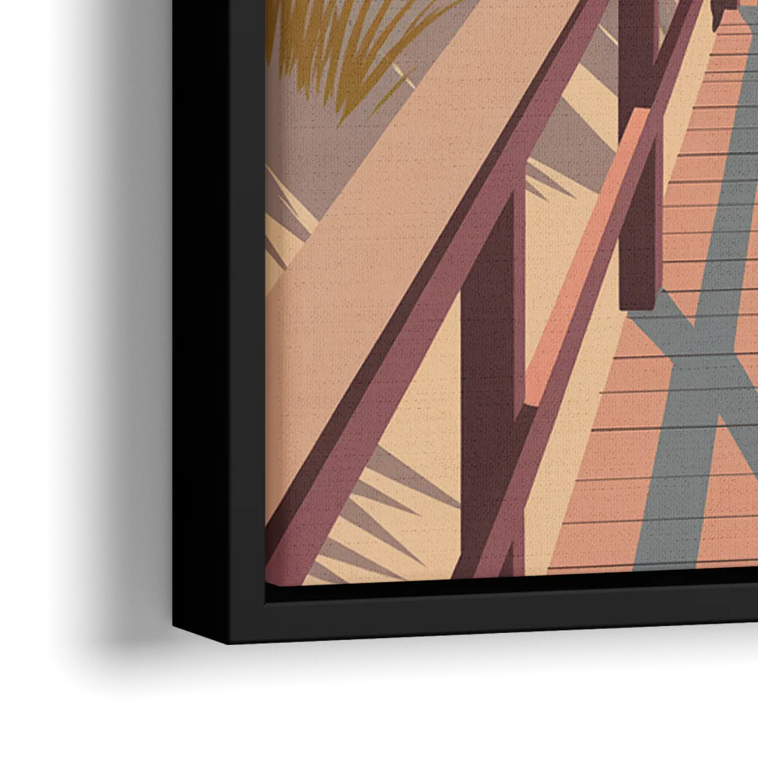 Myrtle Beach Boardwalk Views - Close-Up Black Frame Canvas