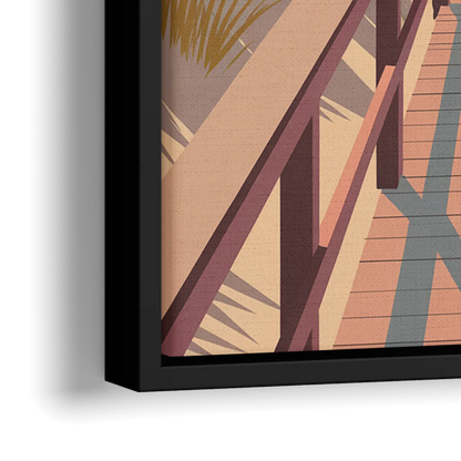 Myrtle Beach Boardwalk Views - Close-Up Black Frame Canvas
