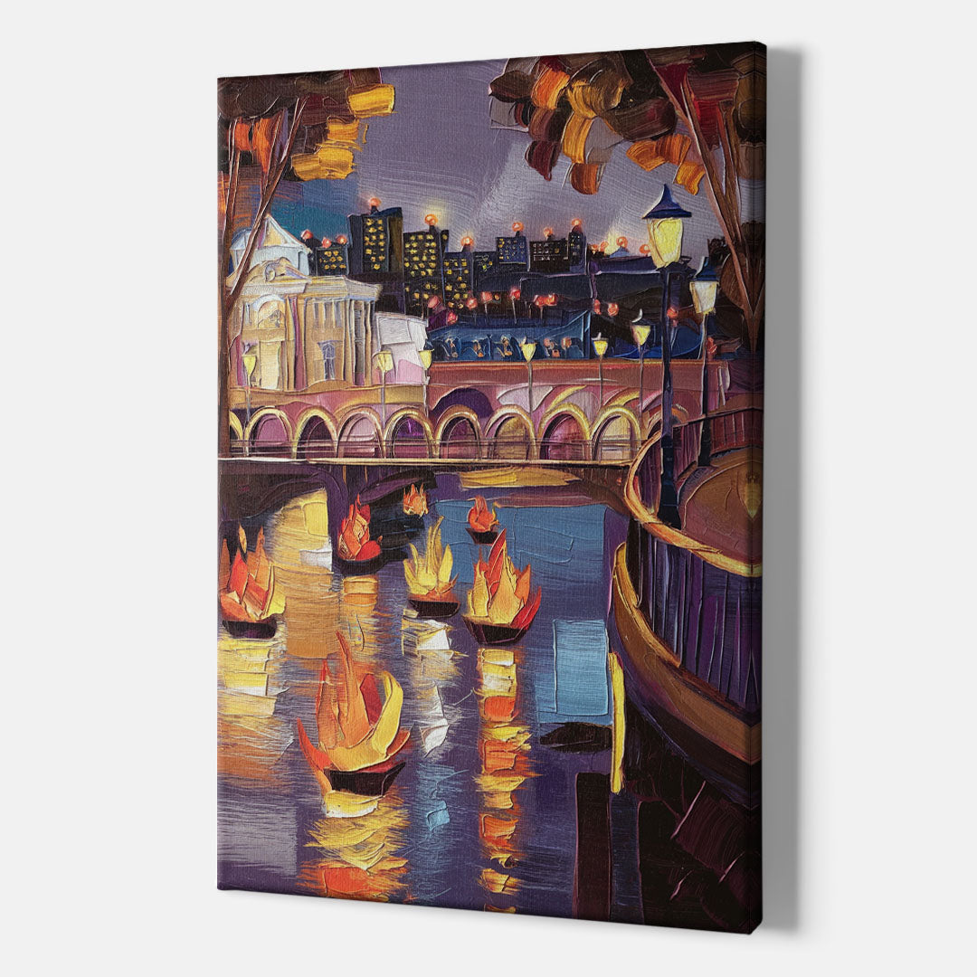 Providence Waterfire Glow - Canvas Wall Art Indoor