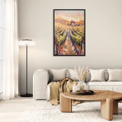 Traverse City Vineyard Scenery - Living Room Black Frame Canvas