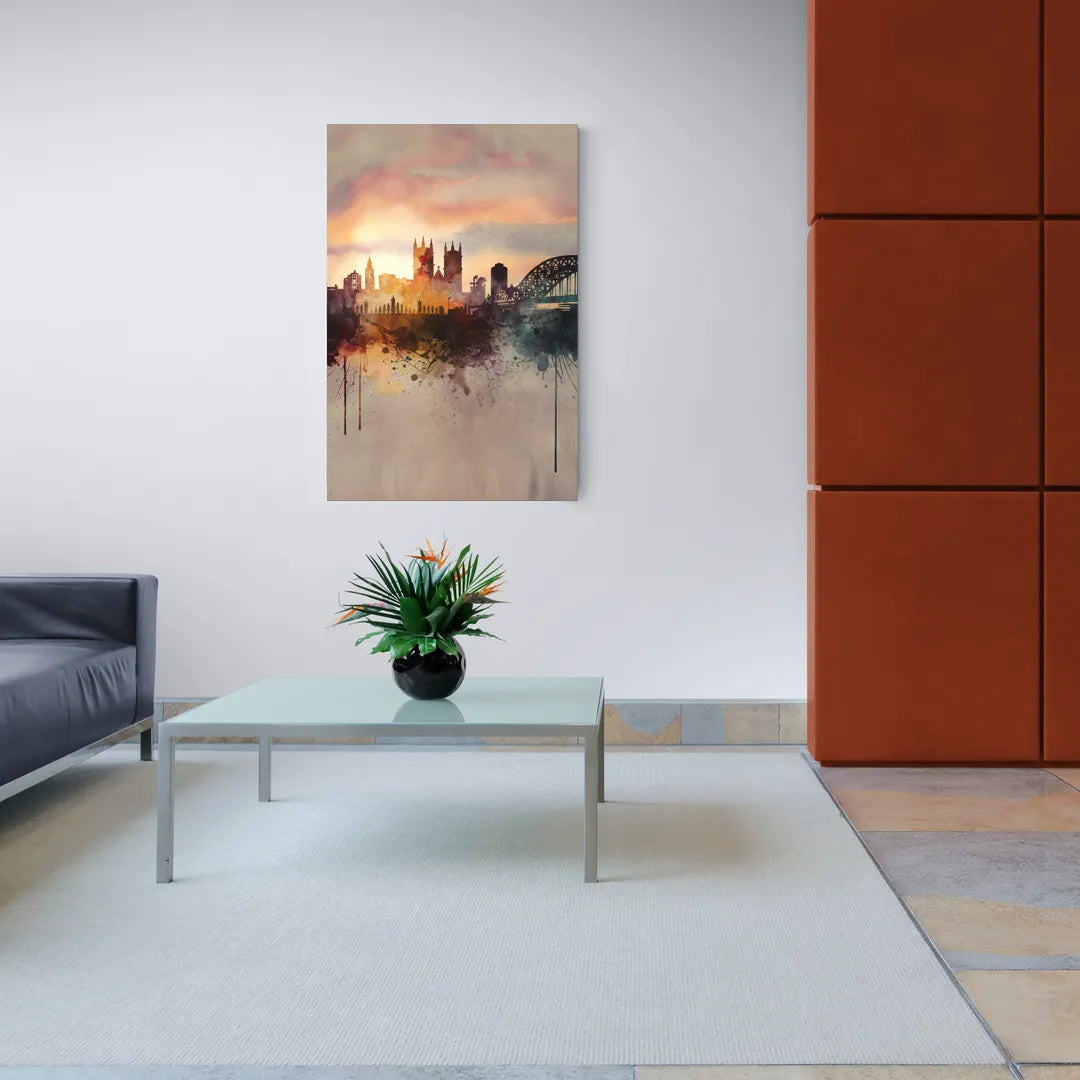 Durham Skyline at Sunset - Canvas Wall Art Living Room
