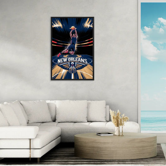 New Orleans Pelicans Team Pride - Living Room Black Frame Canvas