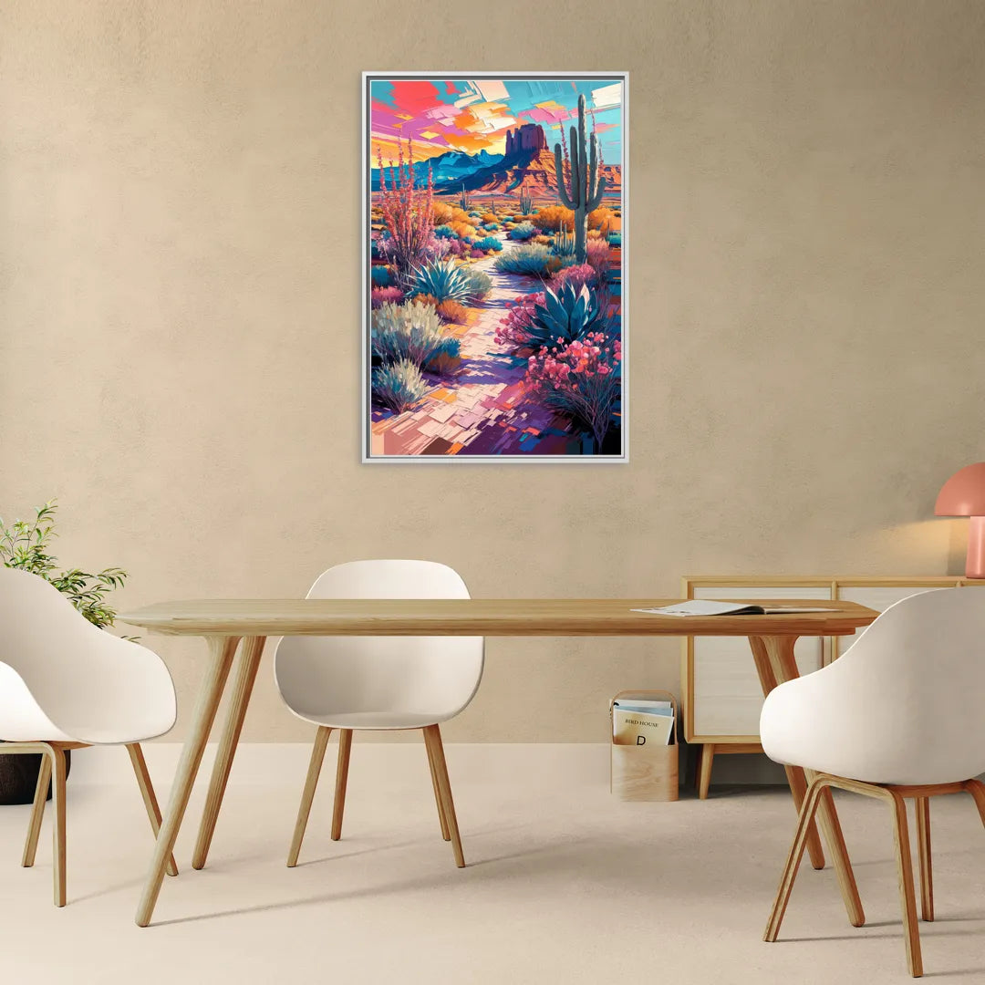 Henderson Desert Bloom - Living Room White Frame Canvas