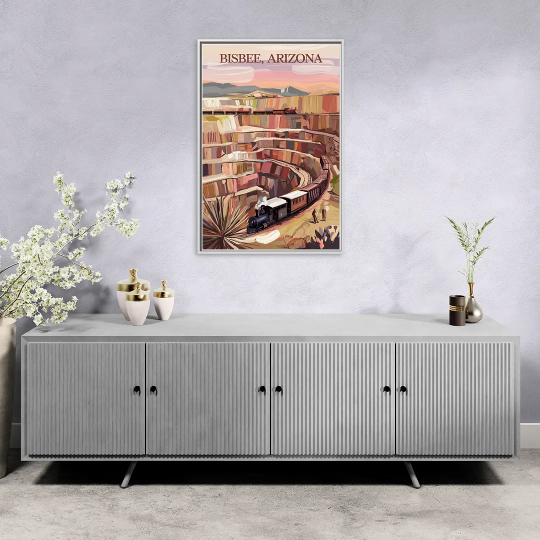 Bisbee Copper Mining Heritage - Living Room White Frame Canvas