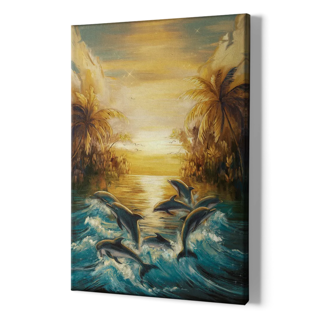 Myrtle Beach Dolphin Horizon - Canvas Print Art Sides