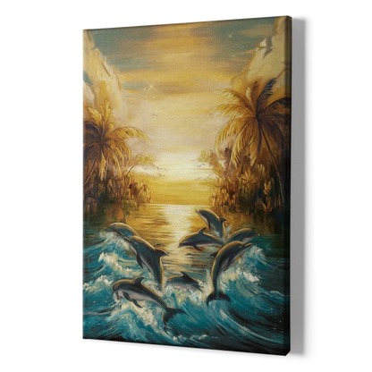 Myrtle Beach Dolphin Horizon - Canvas Print Art Sides