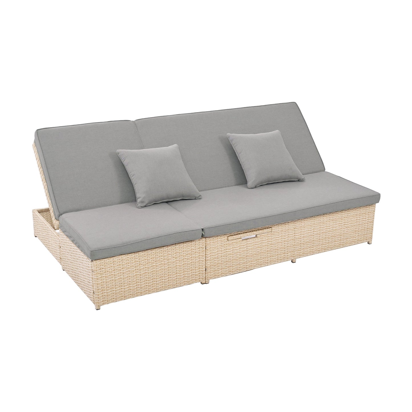 Outdoor Double Daybed – Reclining Wicker Rattan with Patio Cushions