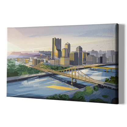 Pittsburgh Golden Triangle View - Canvas Print Art Sides