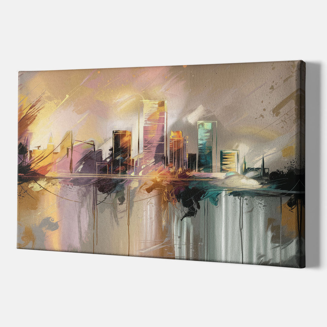 Burlington Artistic Cityscape - Canvas Wall Art Indoor