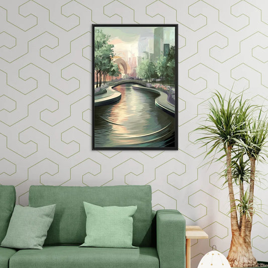 Grand Rapids Riverwalk Serenity - Living Room Black Frame Canvas