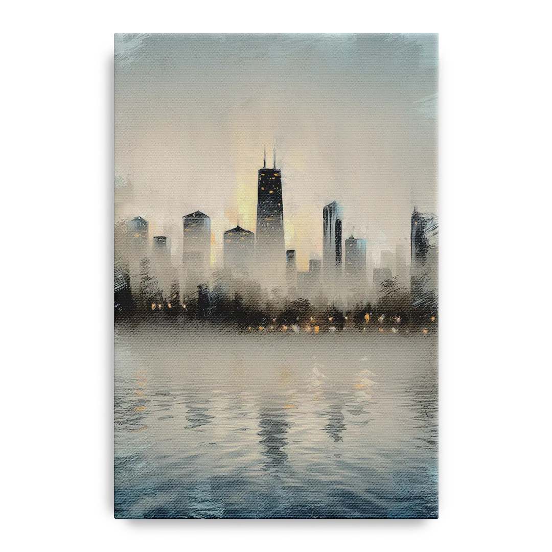 Chicago Skyline in Fog - Canvas Wall Art
