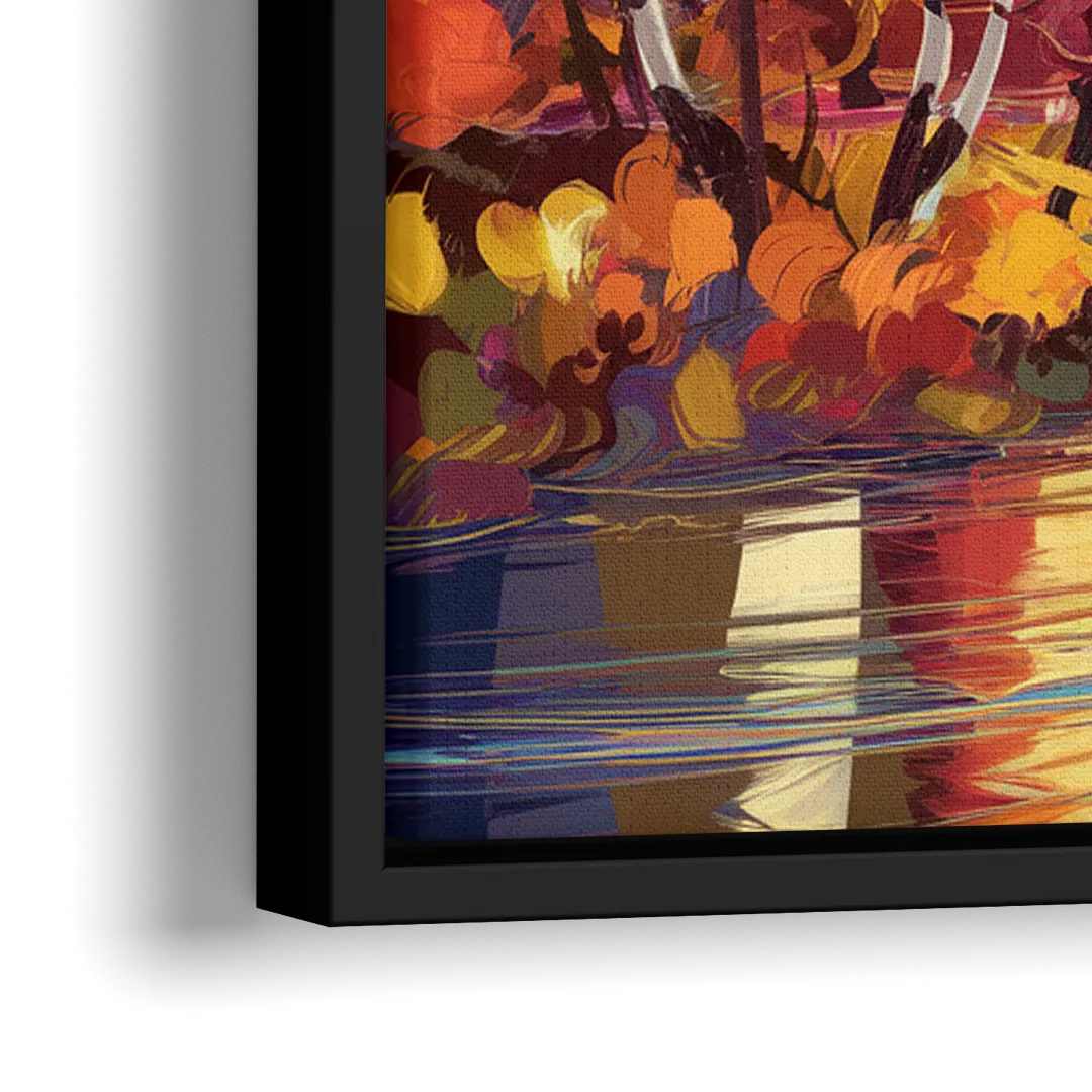 Jackson Hole Autumn Colors - Close-Up Black Frame Canvas