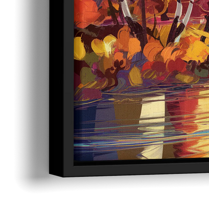 Jackson Hole Autumn Colors - Close-Up Black Frame Canvas