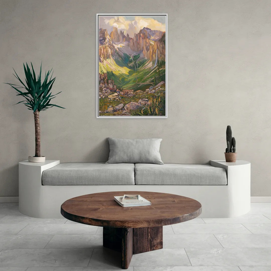 Telluride Rocky Mountain Peaks - Living Room White Frame Canvas