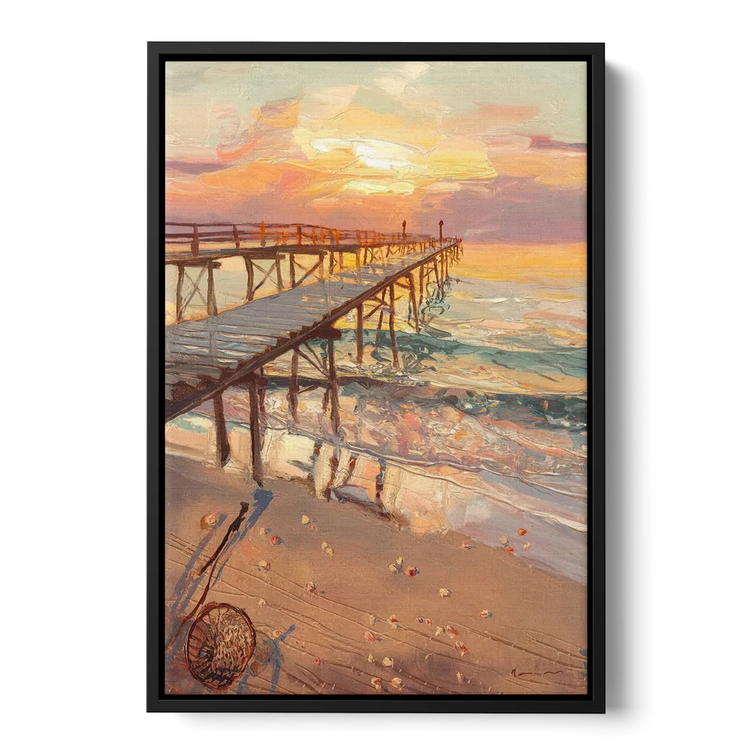 Corpus Christi Fishing Pier - Black Frame Canvas