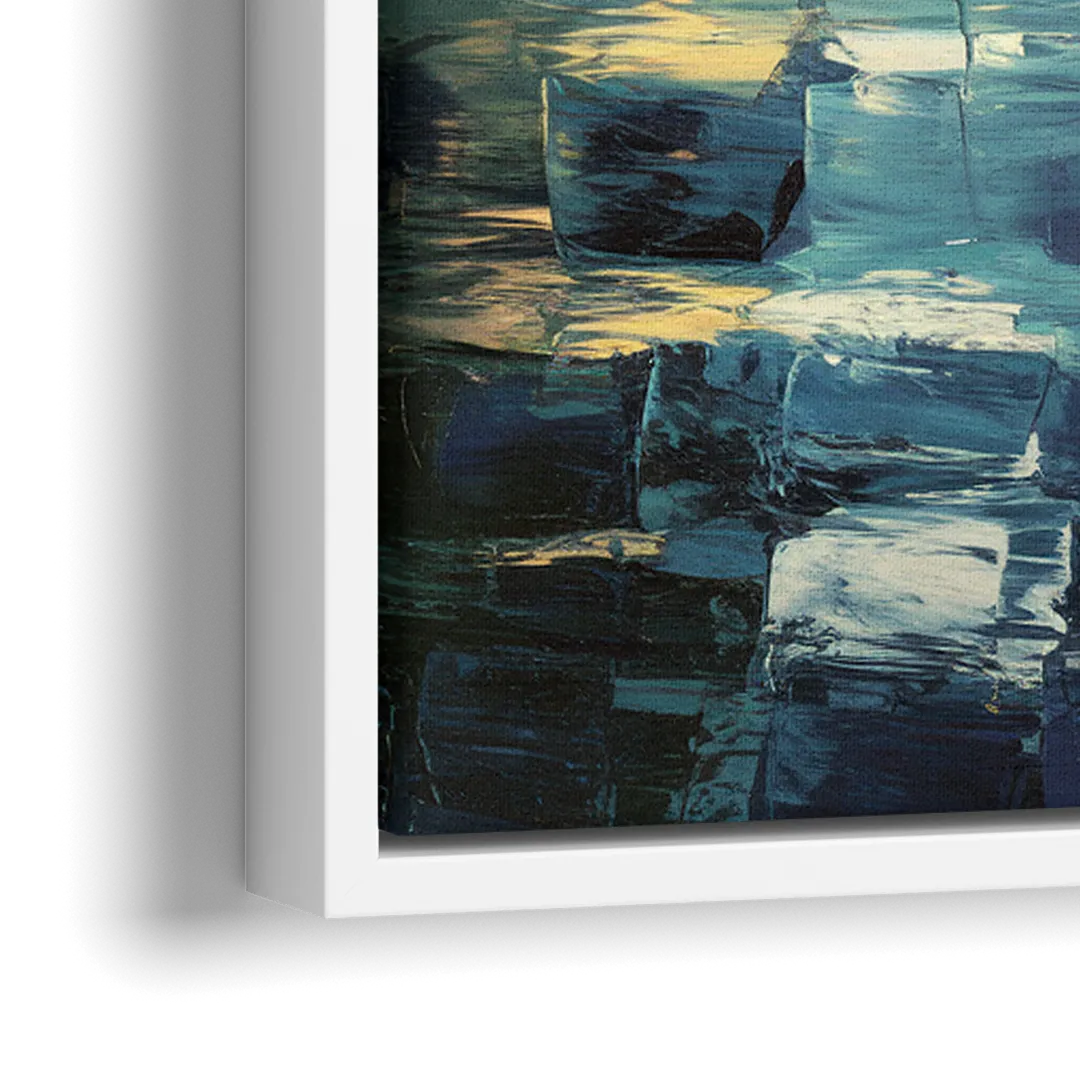 Baltimore Harbor Nightscape - Close-Up White Frame Canvas