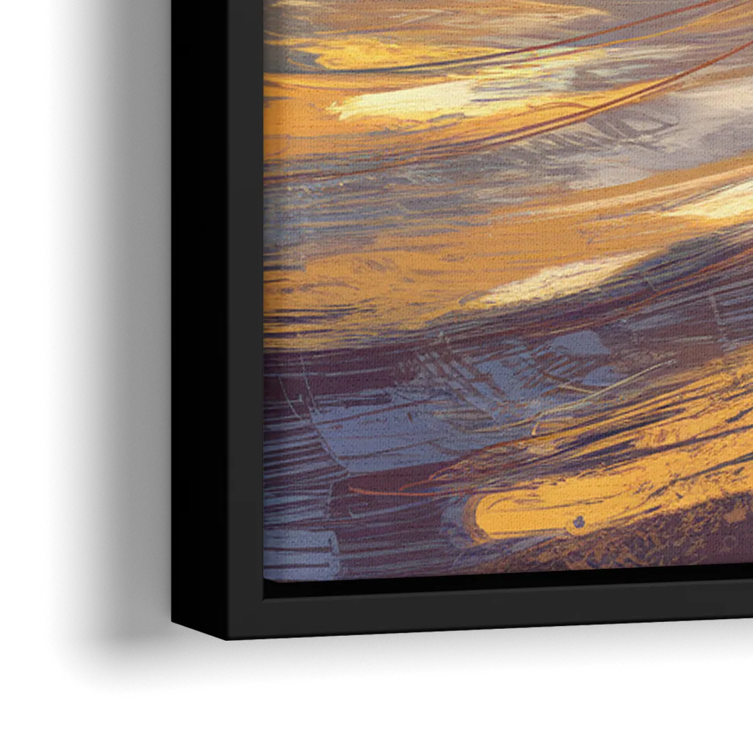 Boston Skyline with Charles River - Close-Up Black Frame Canvas