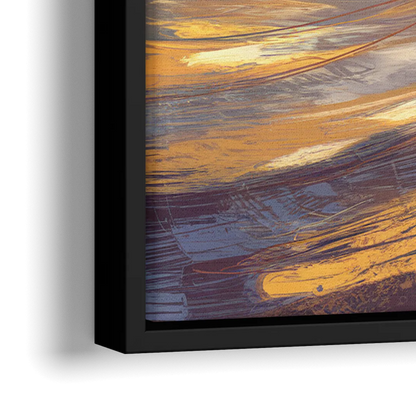 Boston Skyline with Charles River - Close-Up Black Frame Canvas