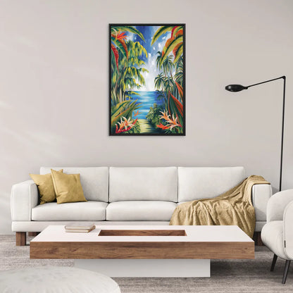 Corona Palm Tree Paradise - Living Room Black Frame Canvas