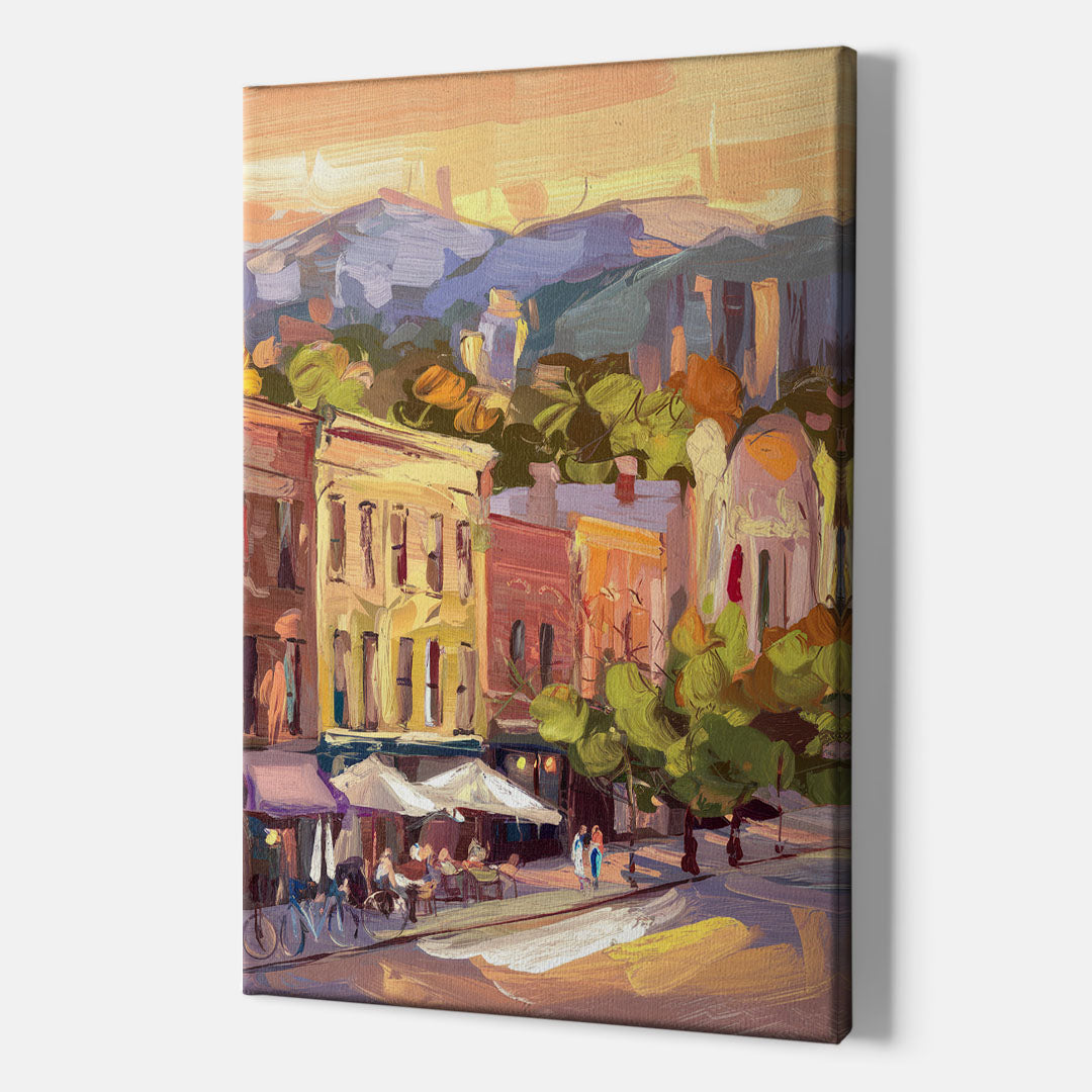 Asheville Downtown Landmarks - Canvas Wall Art Indoor