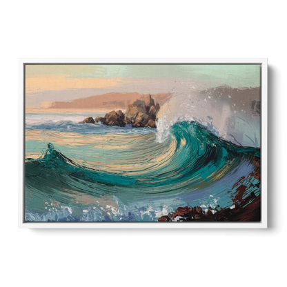 Big Sur Pacific Waves - White Frame Canvas