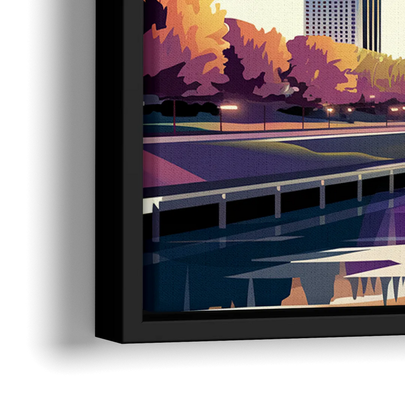 Marietta Skyline Sunset - Close-Up Black Frame Canvas