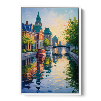 Rideau Canal Reflections - White Frame Canvas