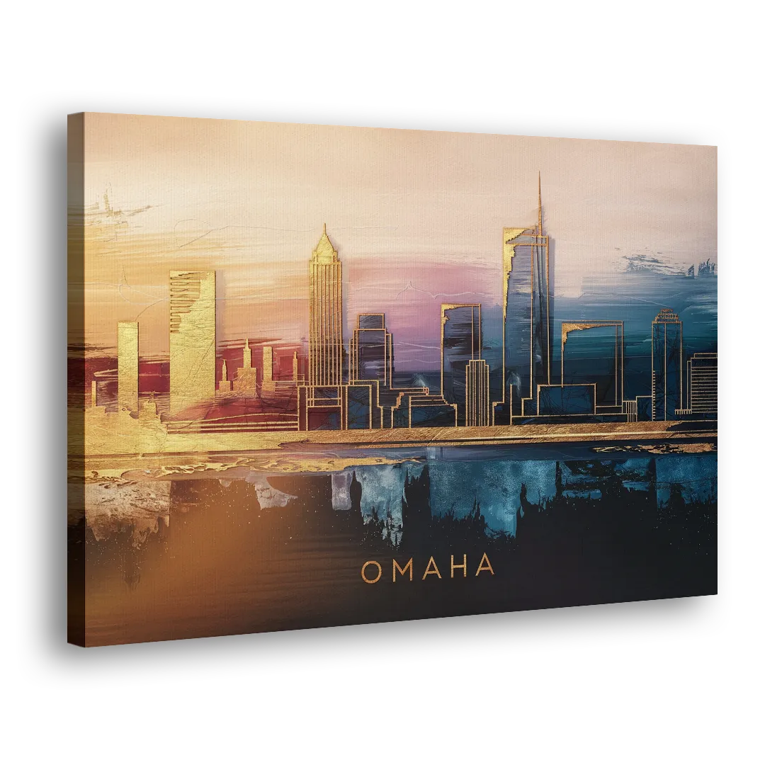 Omaha City Skyline - Canvas Print Art Sides