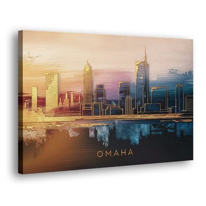 Omaha City Skyline - Canvas Print Art Sides