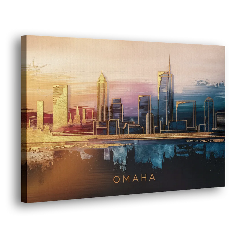 Omaha City Skyline - Canvas Print Art Sides