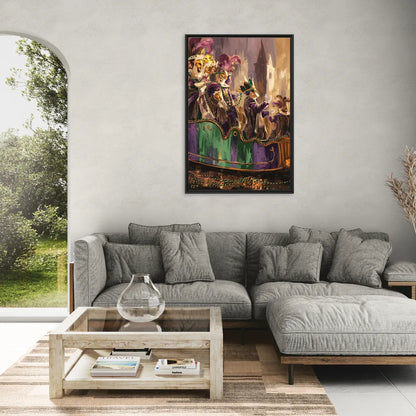 New Orleans Mardi Gras Parade - Living Room Black Frame Canvas