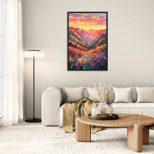 Vail Sunset Glow - Living Room Black Frame Canvas